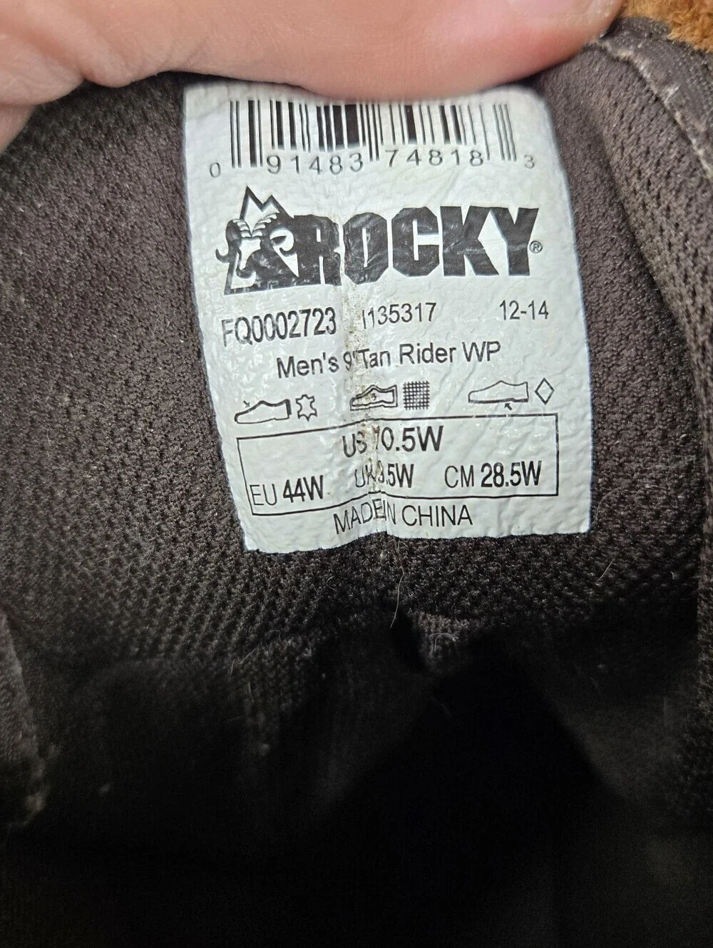 ROCKY Tan Rider 9” WATERPROOF BOOTS #2723 Mens Size 10.5 W  Rider Comfort SYSTEM